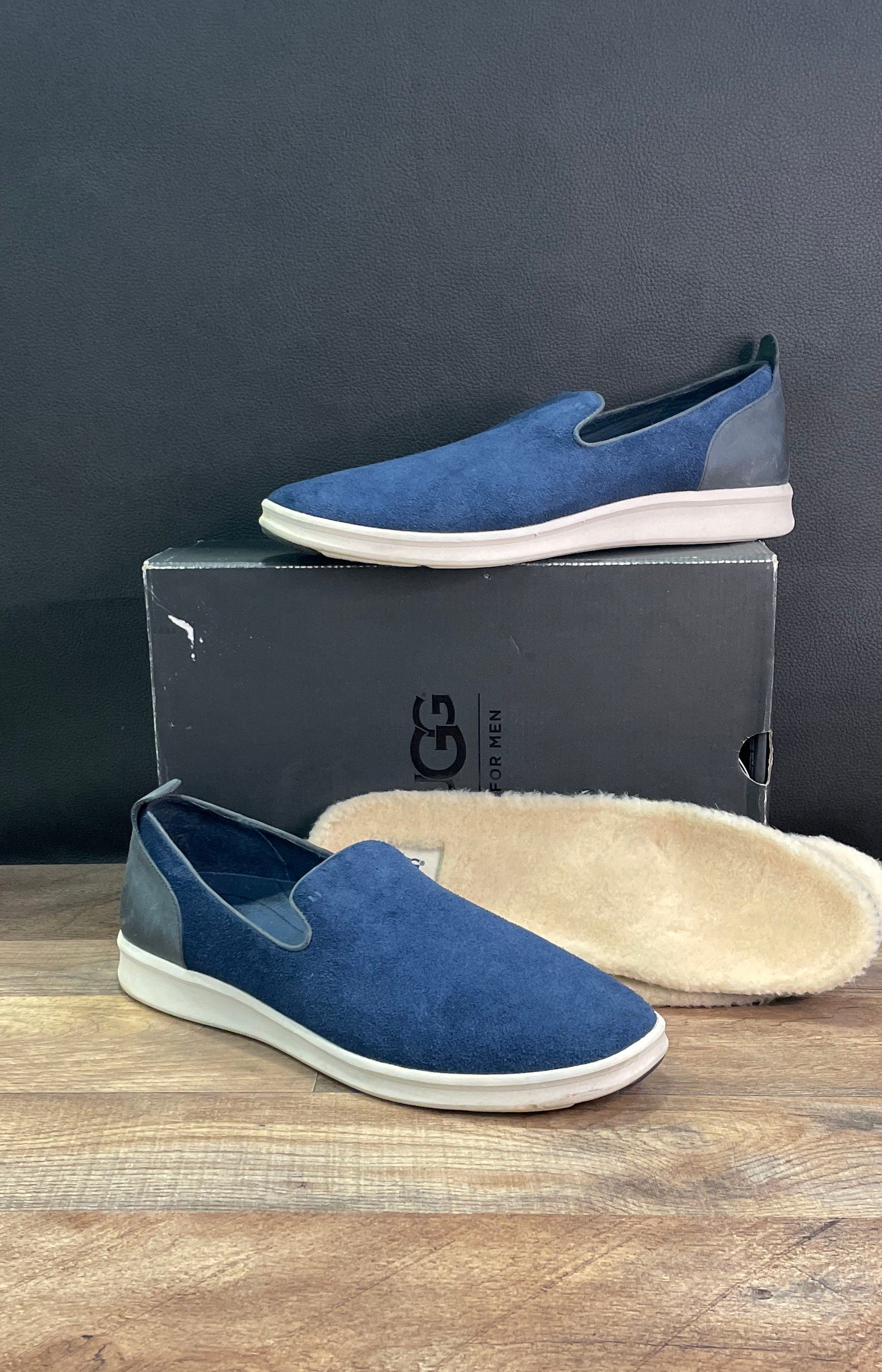UGG Henrick Navy Blue Suede Slip-On Loafers Men's Size 13