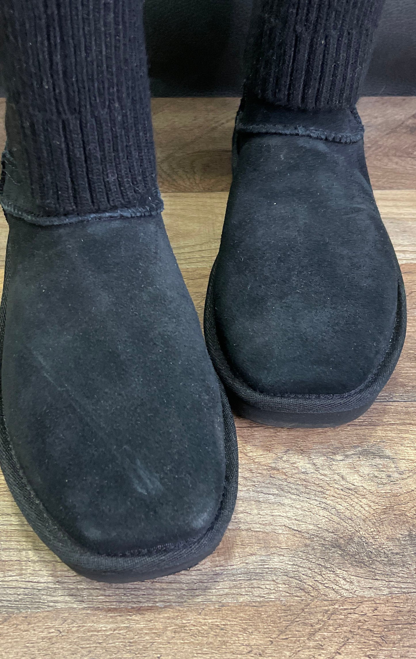 UGG Marais Knit Chelsea Boots Black Suede Women's Size 6