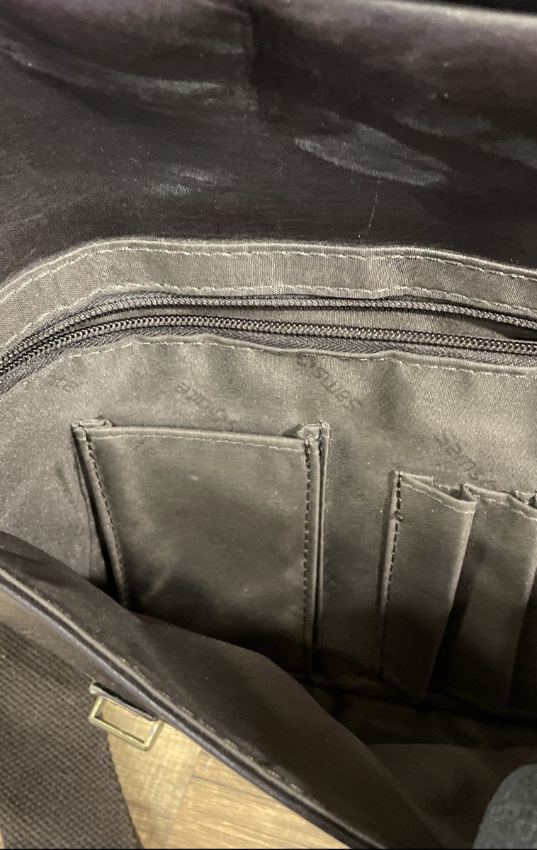 Samsonite Dark Brown Leather Briefcase Messenger Laptop Bag Adjustable Strap