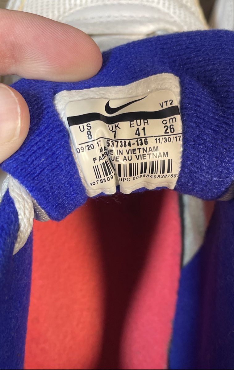 Nike Air Max 90 Essential White Deep Royal Blue Hyper Pink Size 8