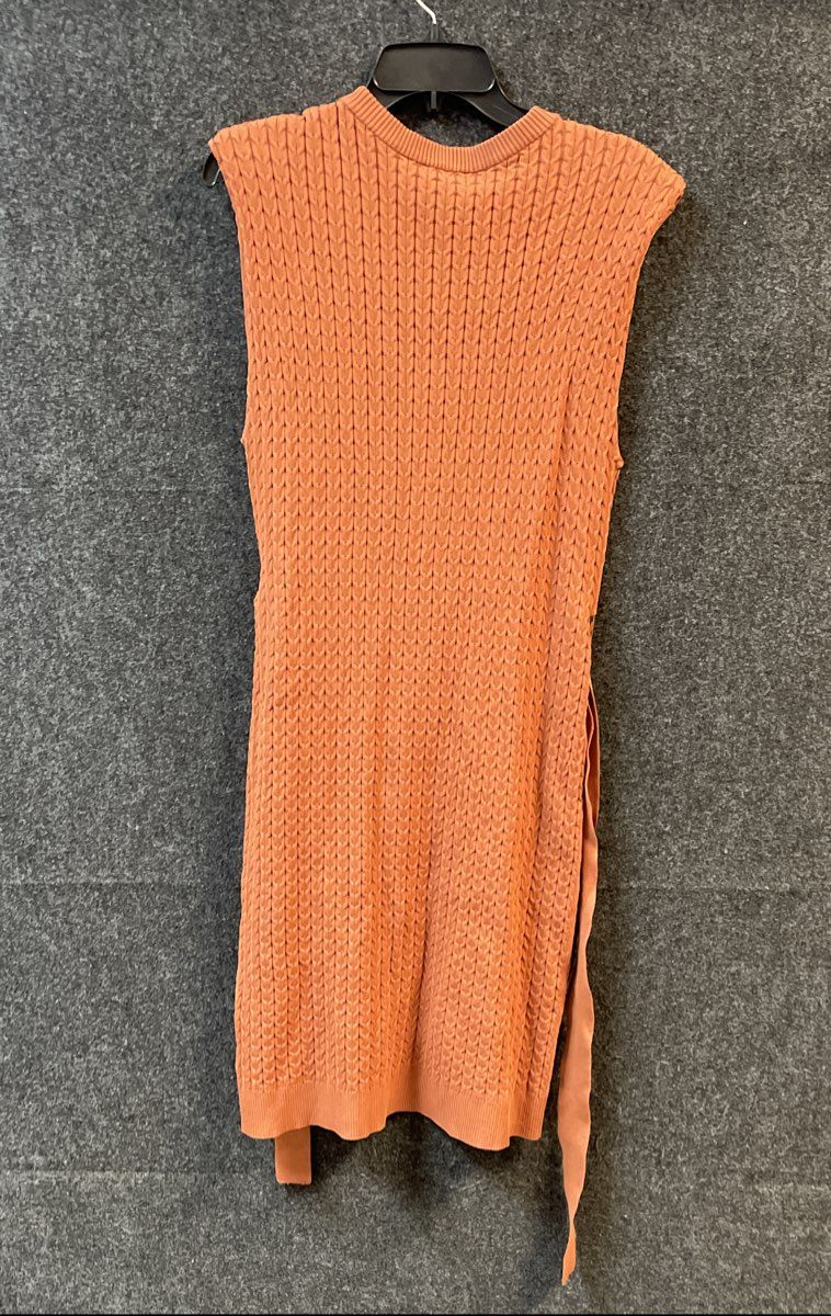 Current Air Women's Rust Sleeveless Cable Knit Mock Neck Belted Dress Sz M NWT