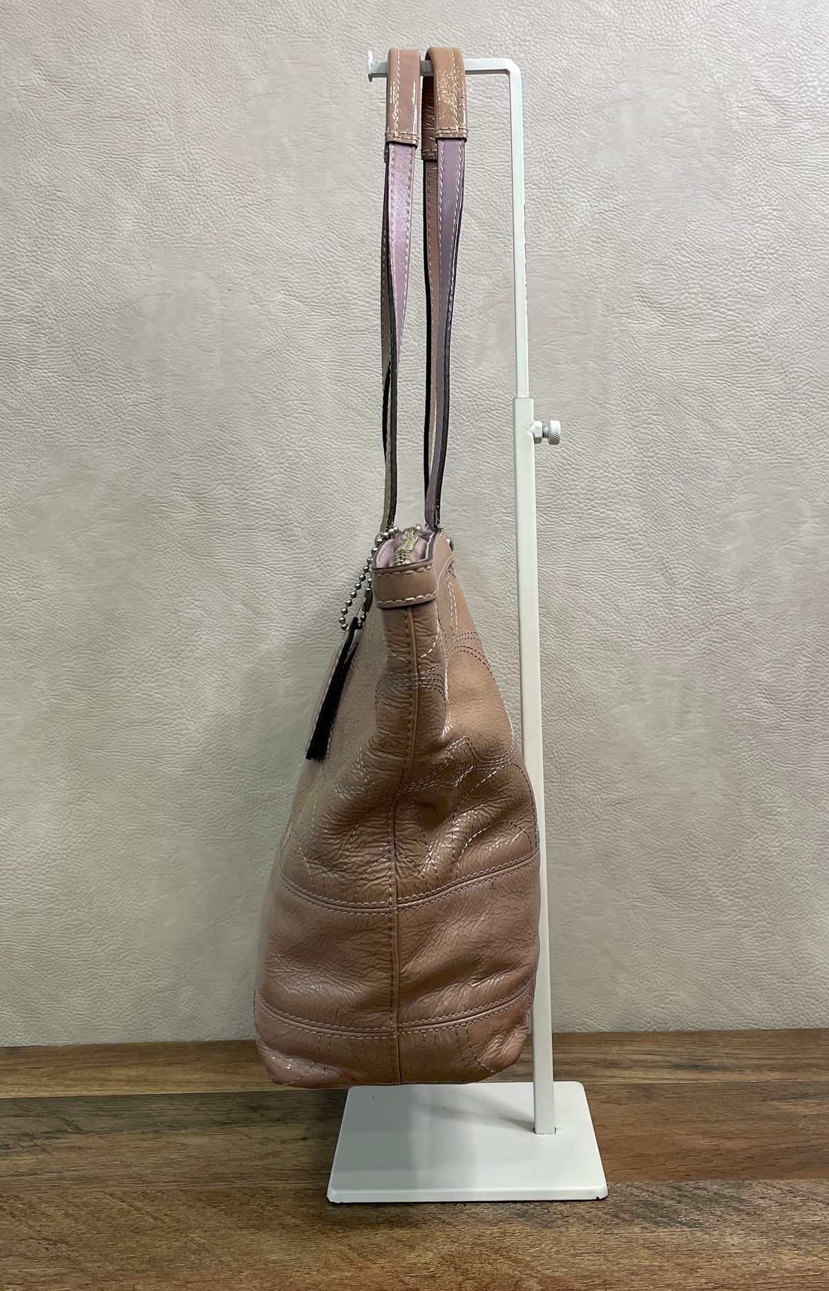 Coach F15142 Metallic Lavender Pink Leather Chelsea Signature Shoulder Bag
