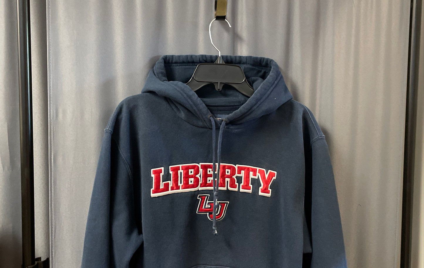 JanSport Men's Liberty University Flames Pullover Hoodie Navy Blue Size M