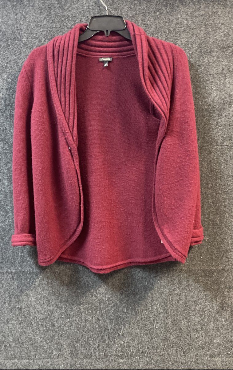 Talbots Women's Burgundy Merino Wool Cashmere Blend Open Front Cardigan Sz XS