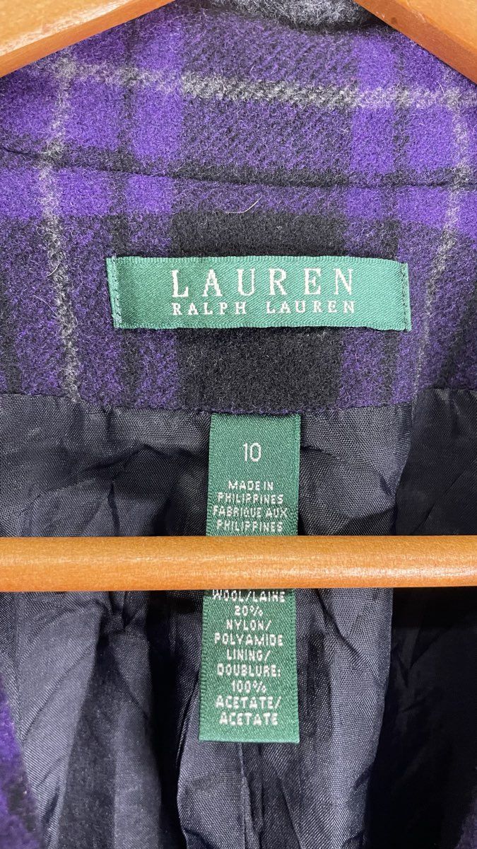 Lauren Ralph Lauren Women's Purple Black Plaid Wool Blend Blazer Jacket Sz 10