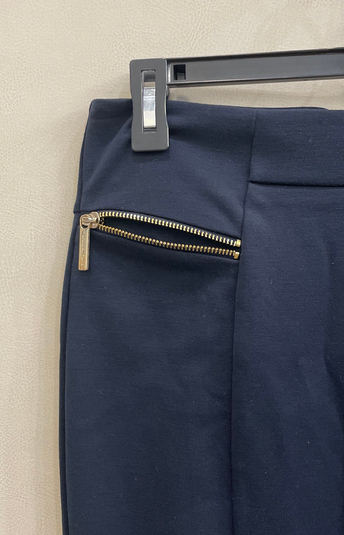 Michael Kors Women's Navy Blue Gold Zipper Detail Pencil Skirt Sz 4 NWT