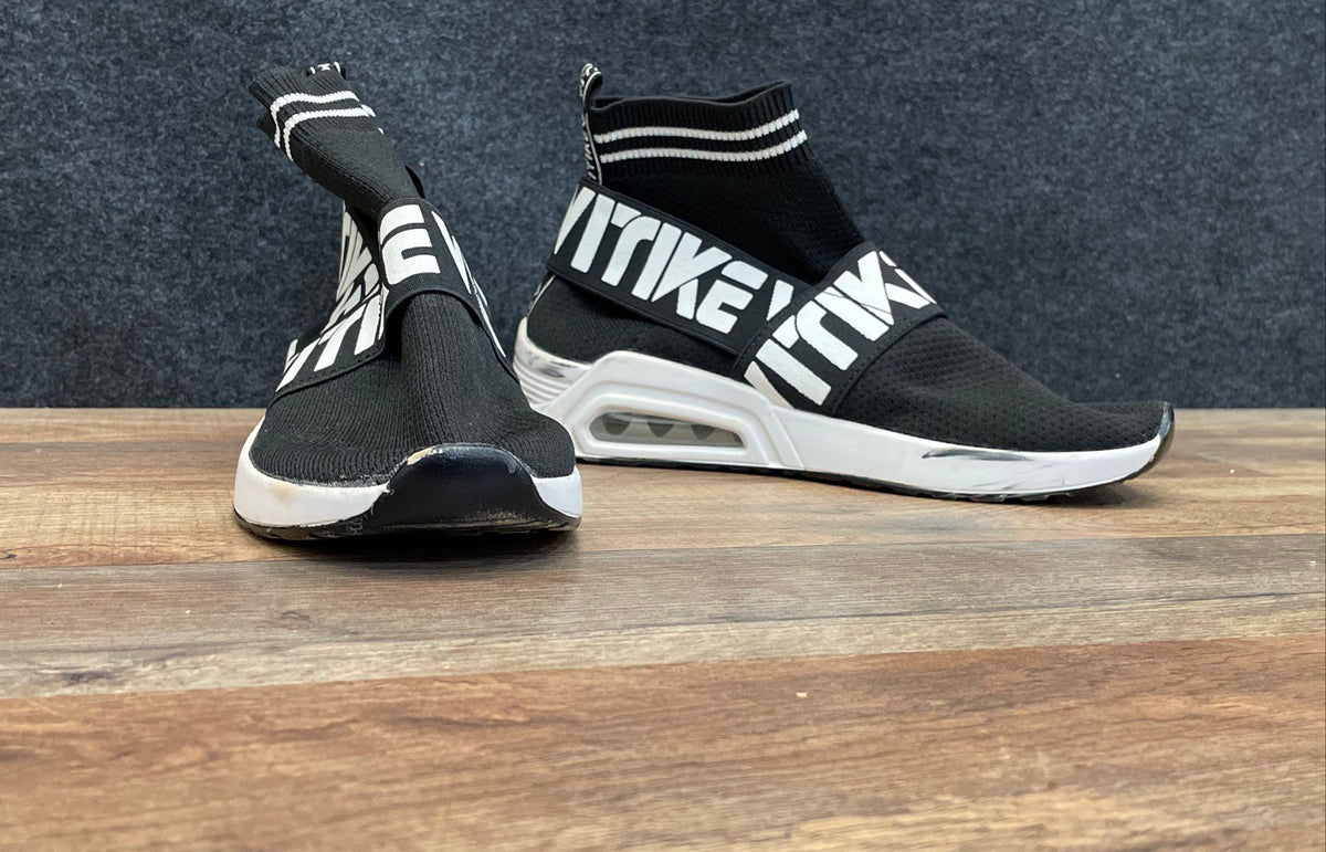 Vitike Black White Knit Elastic Strap Sock Sneaker High Top Size 36