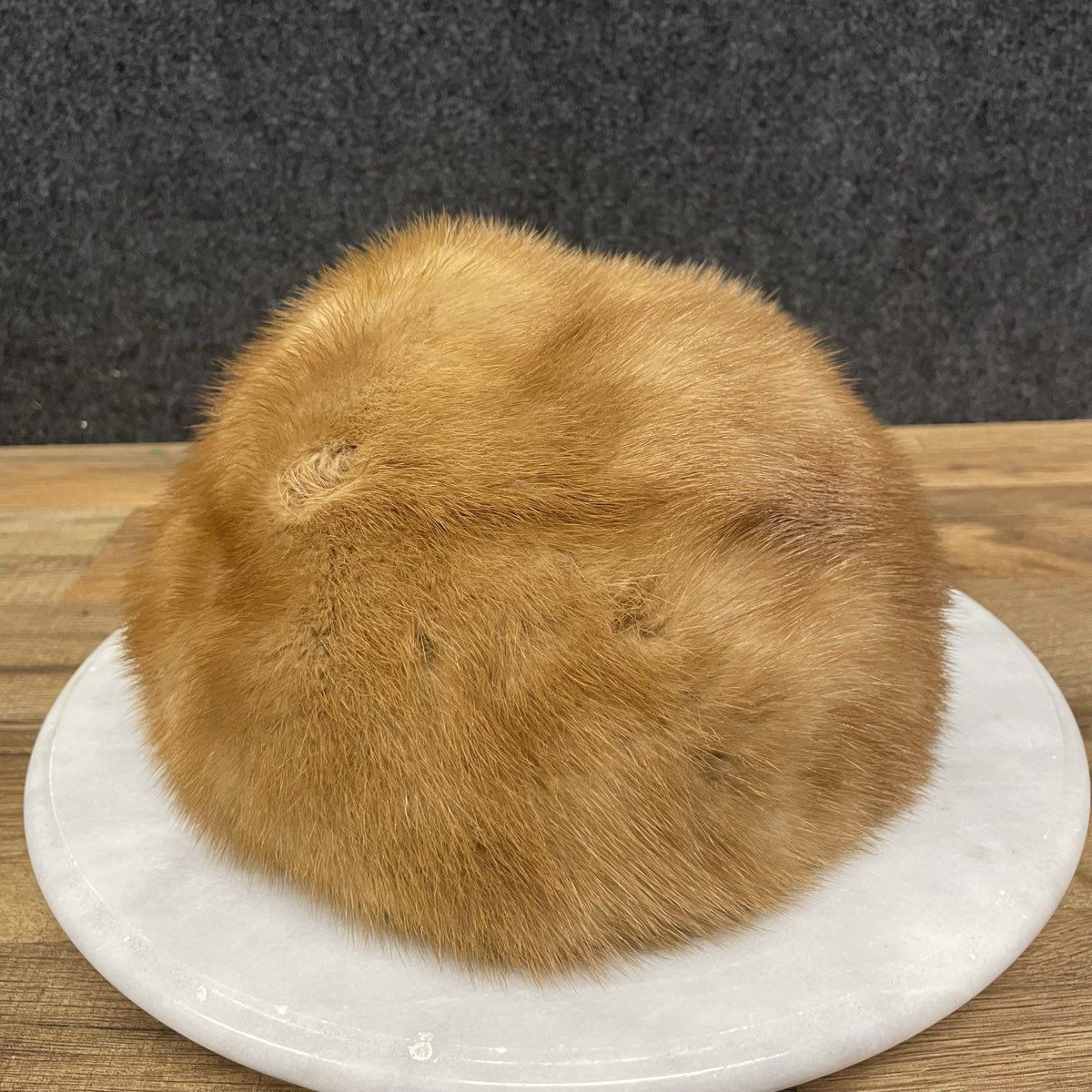 Vintage 60s Genuine Mink Fur Pillbox Hat Golden Brown Sz OS