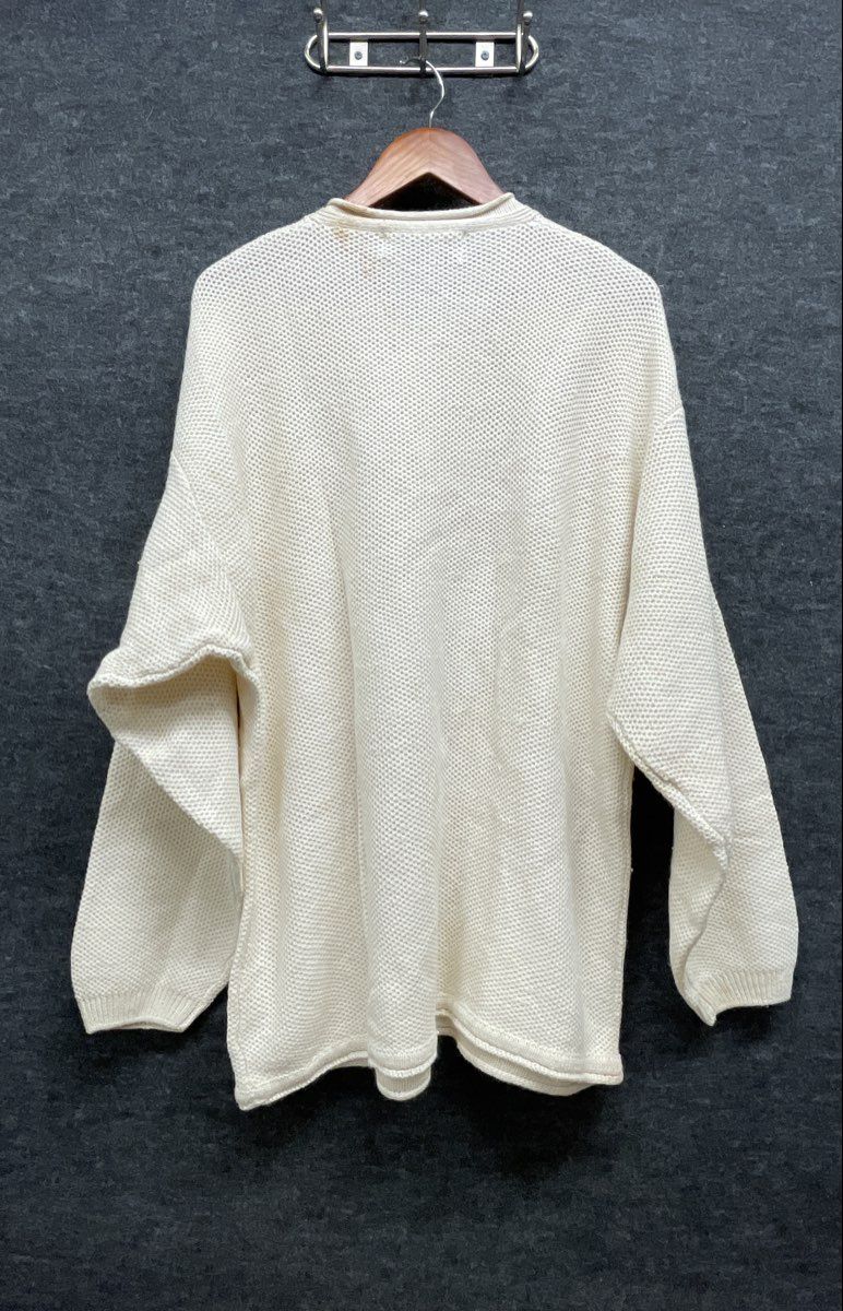 Vintage 90s Concrete Henley Waffle Knit Sweater Cream Streetwear NWT Sz L