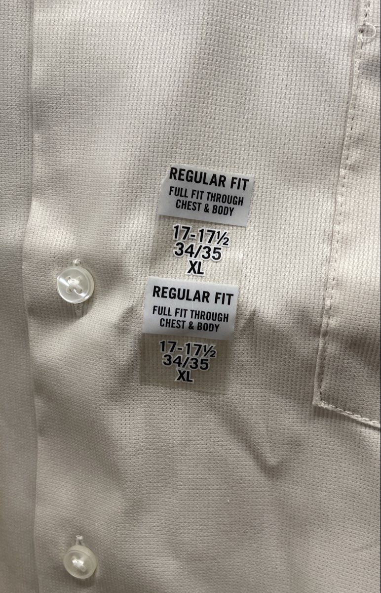 Van Heusen Men's Cream Stain Shield Regular Fit Stretch Dress Shirt XL 17 NWT
