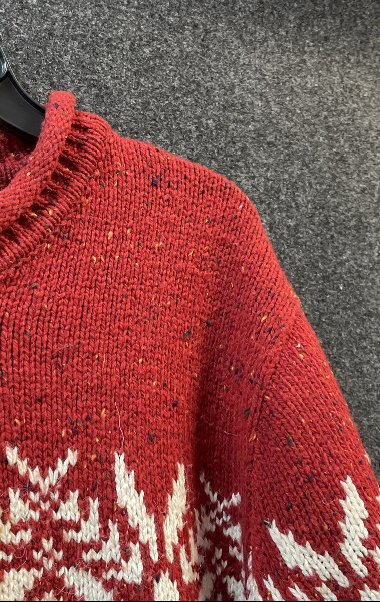 Croft & Barrow Women's Red Gray Fair Isle Snowflake Donegal Sweater 2X