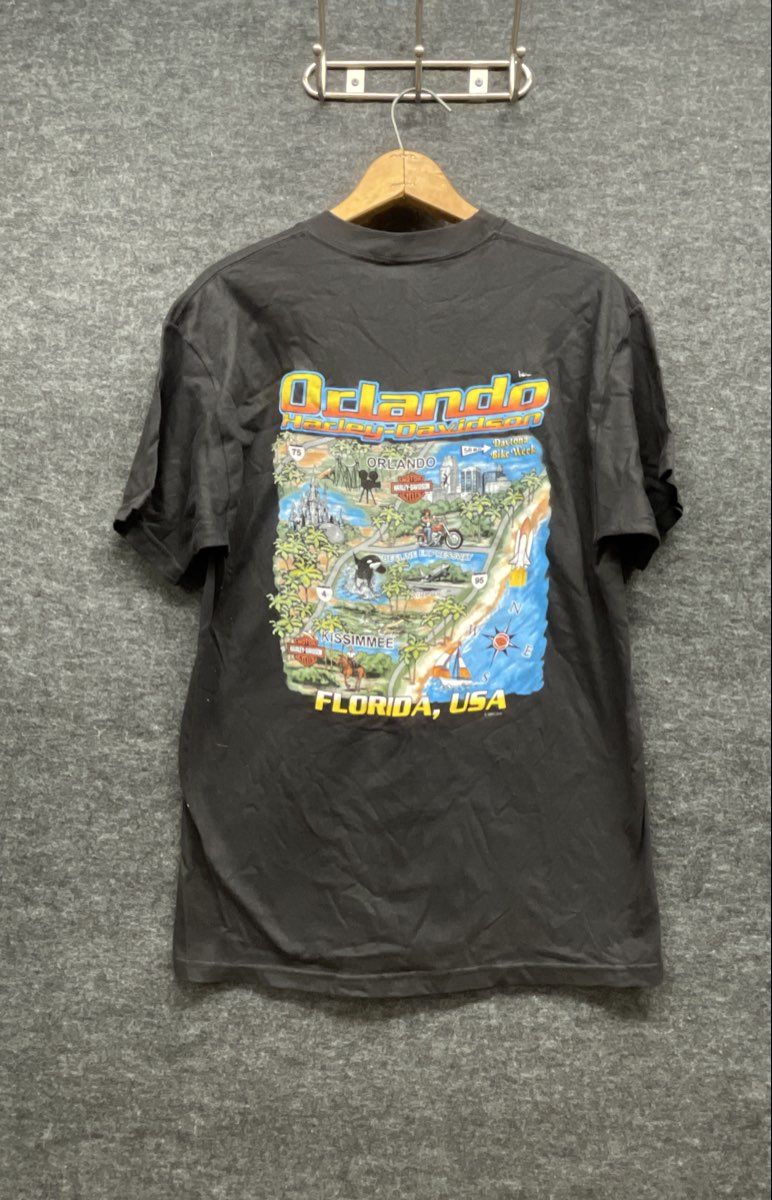Vintage 2002 Harley-Davidson Orlando Florida Map T-Shirt NWT Made in USA Sz M