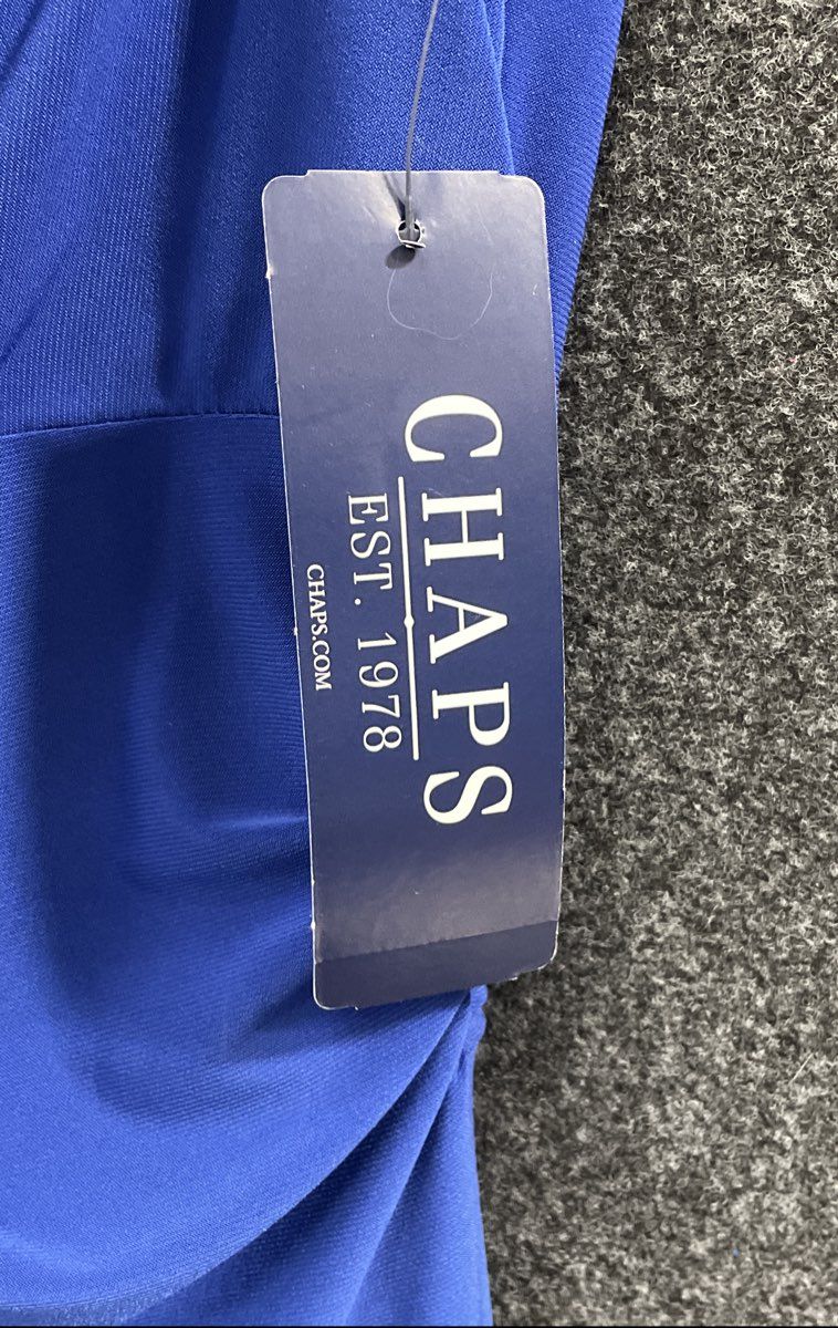 Chaps Women's Blue Modern Safari Ruched Twisted Waist Cap Sleeve Dress NWT Sz S