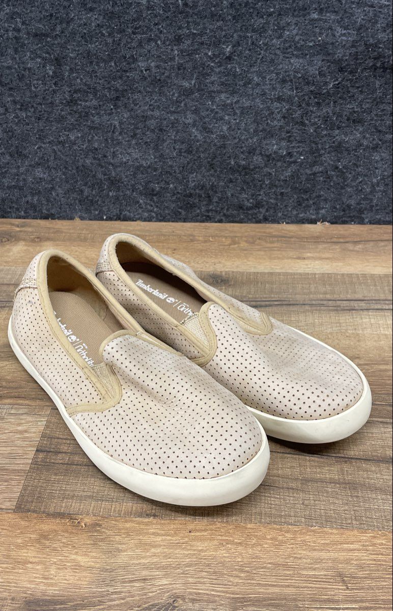 Timberland Newport Bay Perforated Beige Slip On Sneakers Women's Size 8