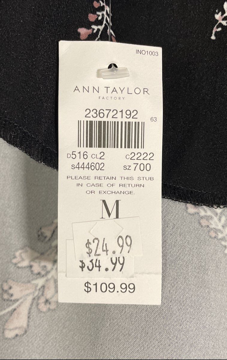 Ann Taylor Factory Women's Black Pink Floral Belted Shirt Dress Size M NWT