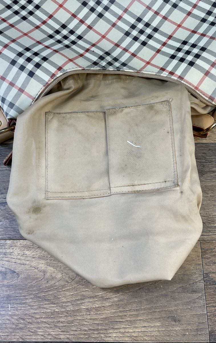 CL America Plaid Checkered Hobo Shoulder Bag Cream Tan Gold Hardware