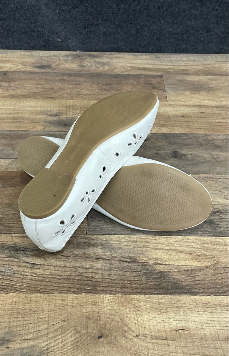 Sperry Top-Sider Luna White Leather Eyelet Ballet Flats Women's Size 10M