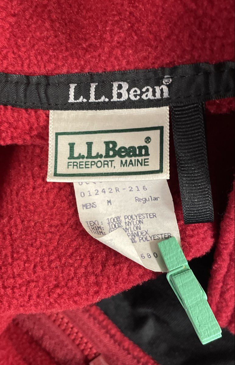L.L. Bean Men's Vintage 90s Red Full Zip Fleece Jacket Chest Pocket Sz M