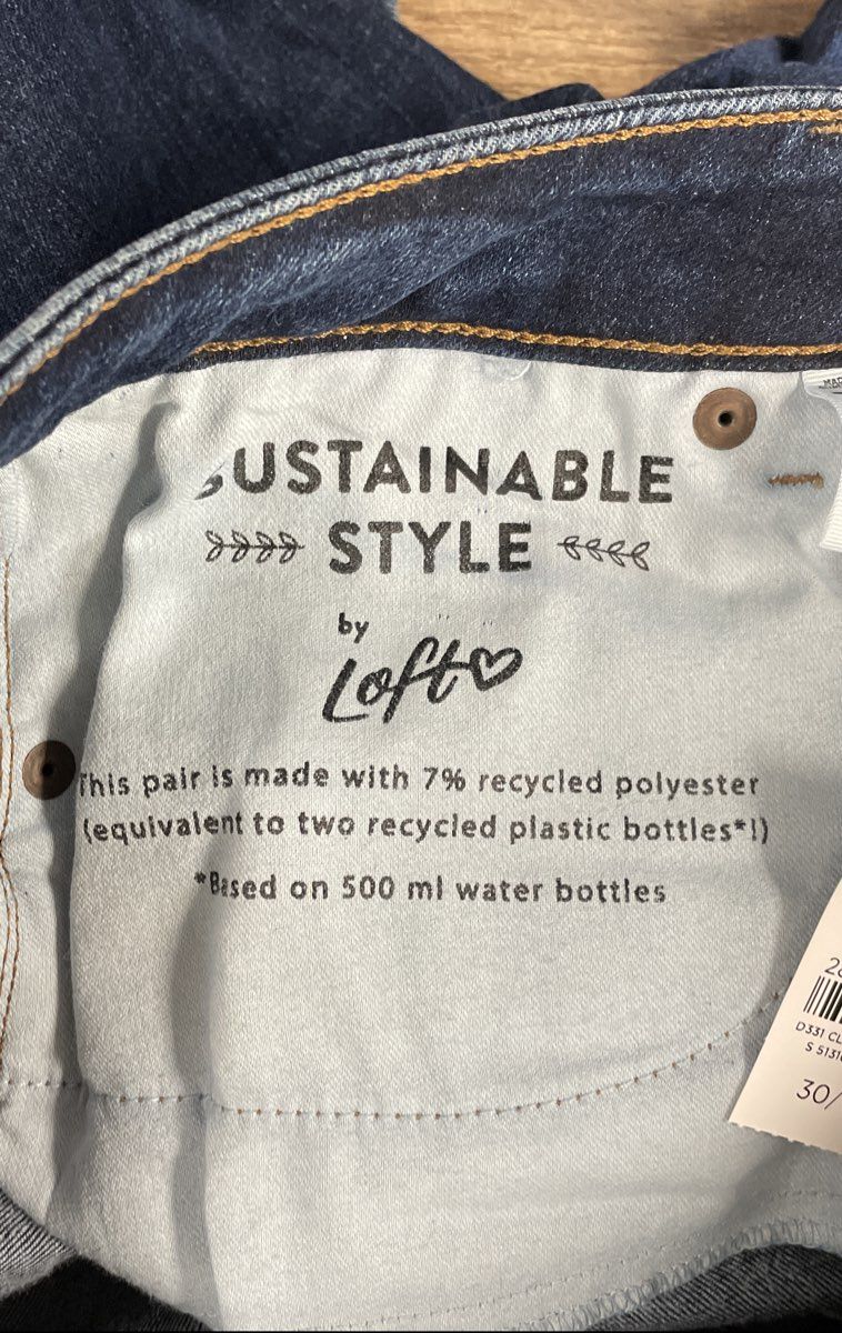 Loft Women's Curvy Skinny Jeans Dark Blue Sustainable Slim Pocket NWT Sz 30/10