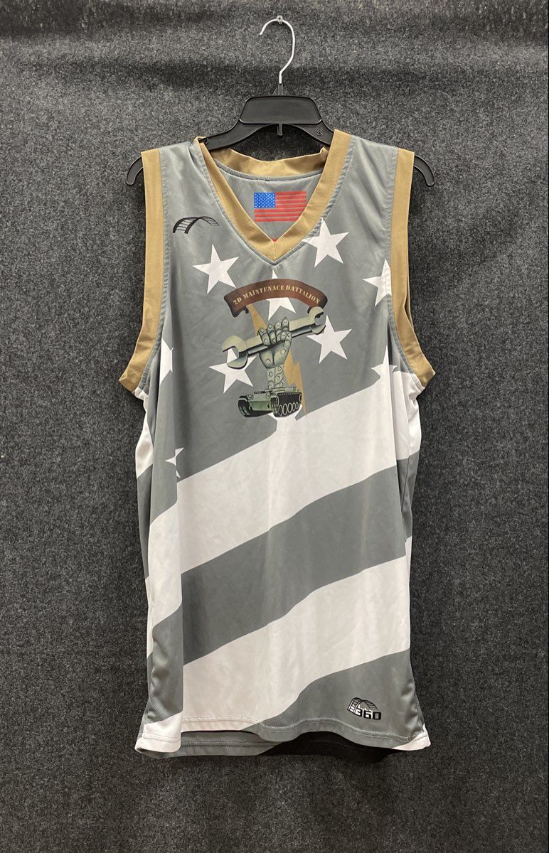 E360 Men's USMC 2nd Maintenance Battalion Basketball Jersey Gray Capps 28