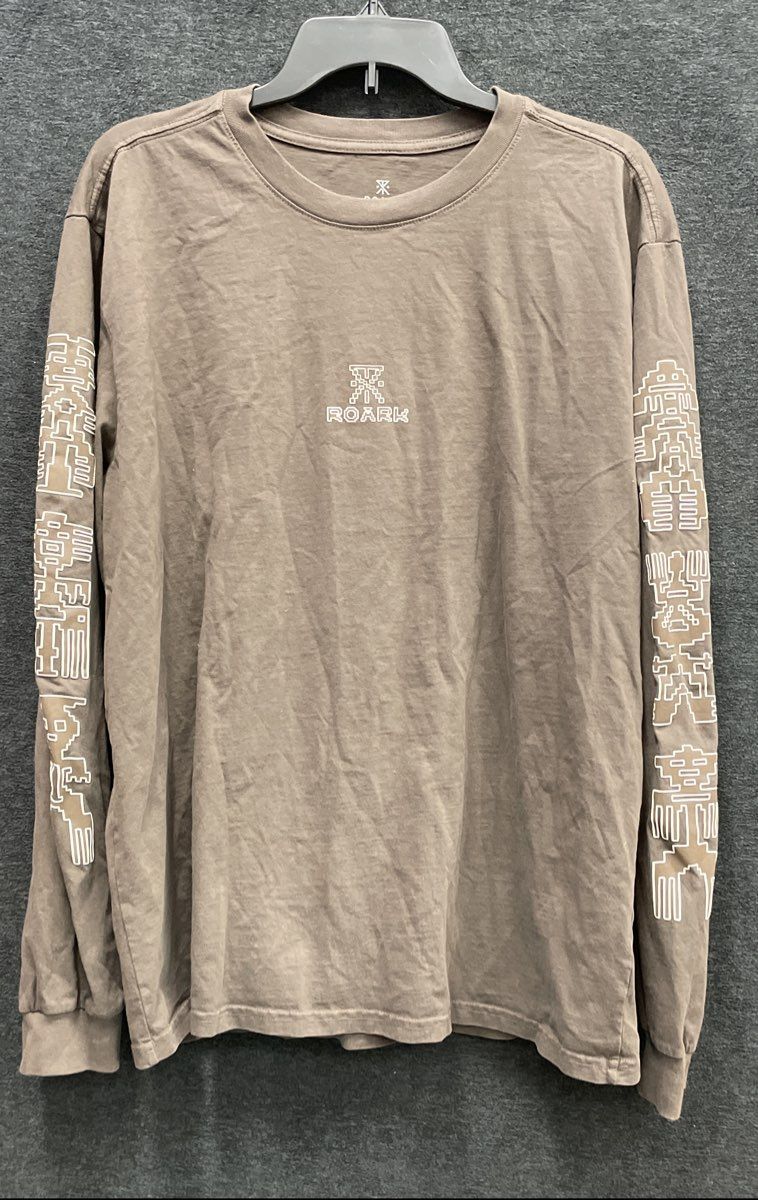 Roark Men's Artifacts Long Sleeve T-Shirt Brown Graphic Premium Tee Sz L