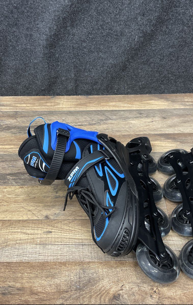 2PM Sports Inline Skates Adjustable Size 80mm Wheels ABEC-7 Bearings Black Blue