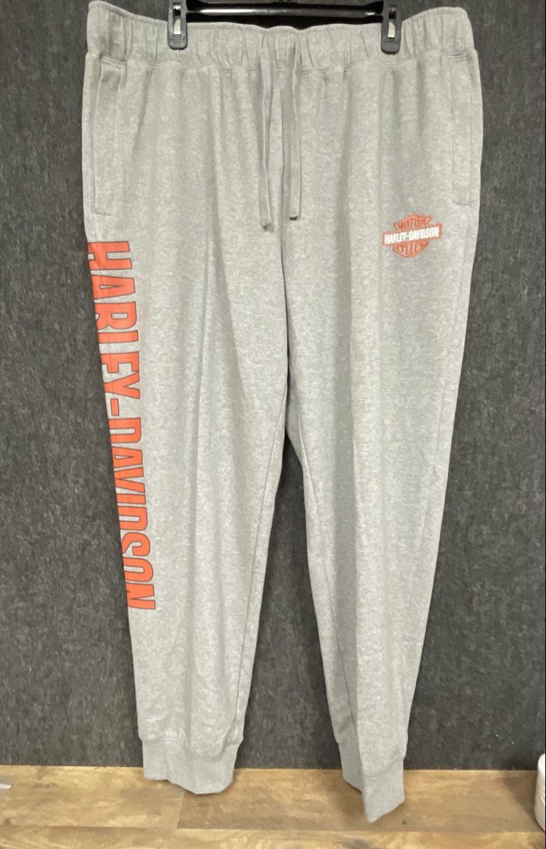 Harley-Davidson Men's Heather Gray Graphic Logo Sweatpants Joggers Sz XL