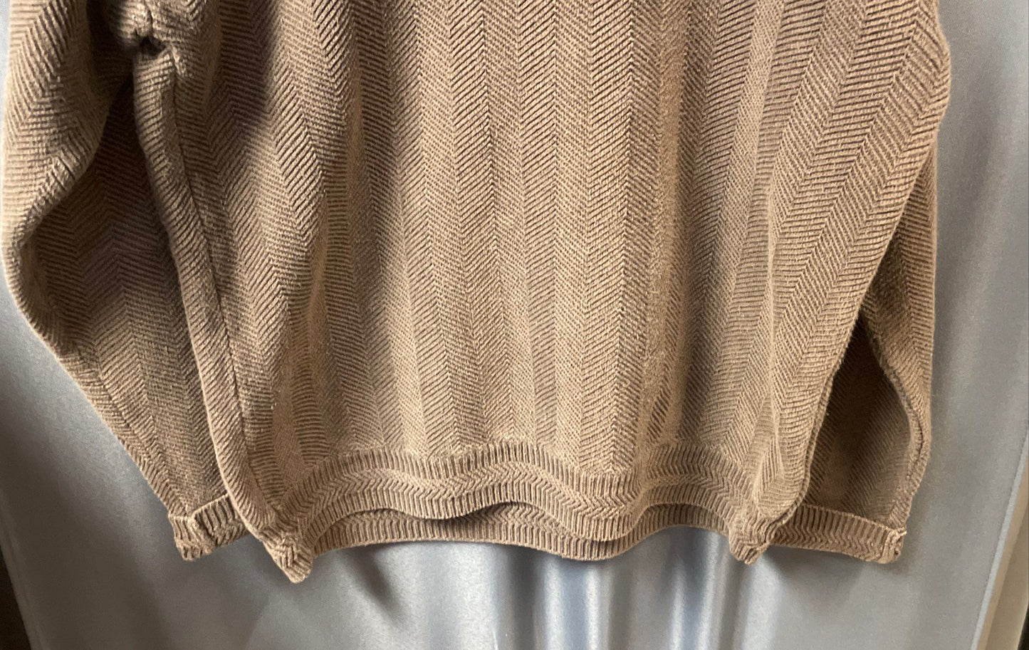 Vintage 90s Chaps Ralph Lauren Men's Brown Chevron Knit Cotton Sweater Size M