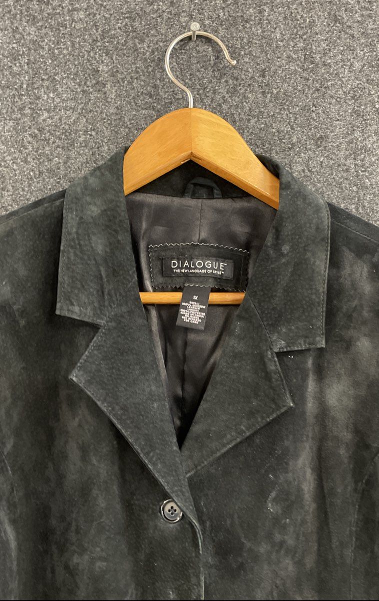 Dialogue Women's Black Genuine Suede Leather Blazer Jacket Plus Sz 1X