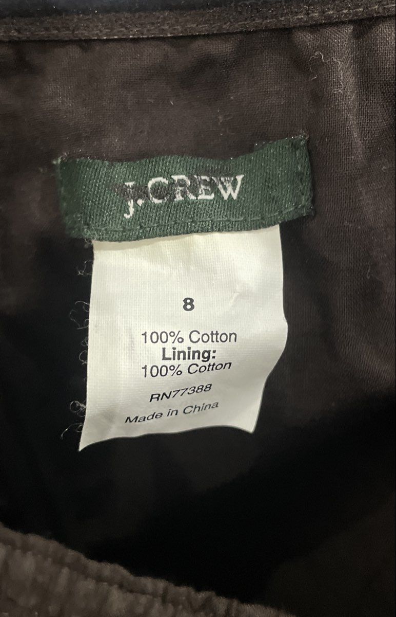 J. Crew Women's Brown Textured Crinkle Cotton Strapless Midi Dress Sz 8