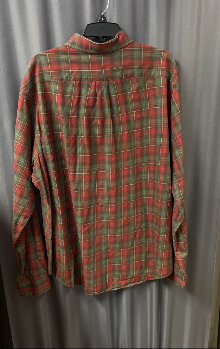 Ralph Lauren Men's Red Green Plaid Custom Fit Long Sleeve Button Down Shirt XXL