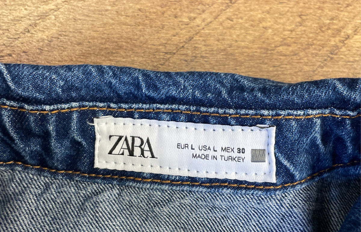 Zara Women's Blue Denim Sleeveless Front Slit Button Midi Shirt Dress Size L