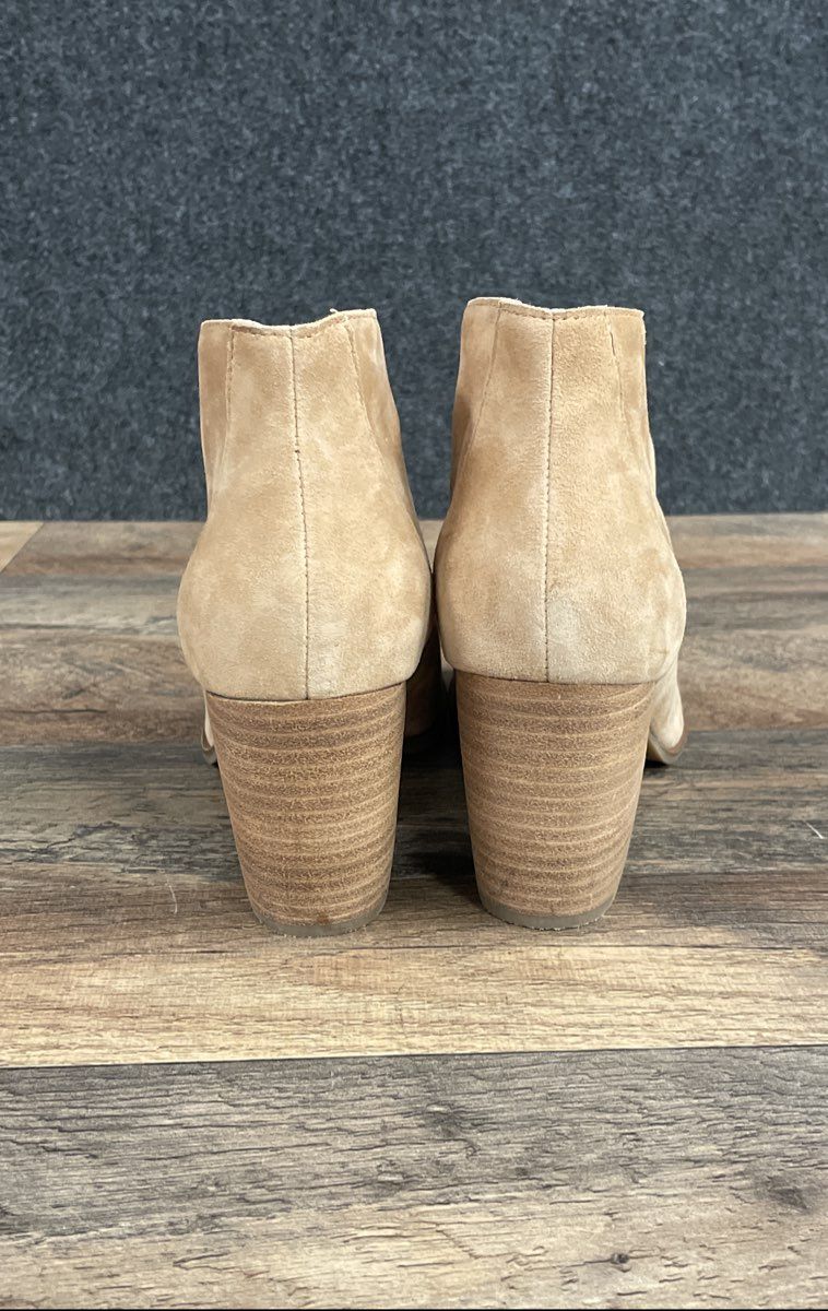 Lucky Brand Joal Tan Suede Open Toe V-Cut Ankle Bootie Size 7