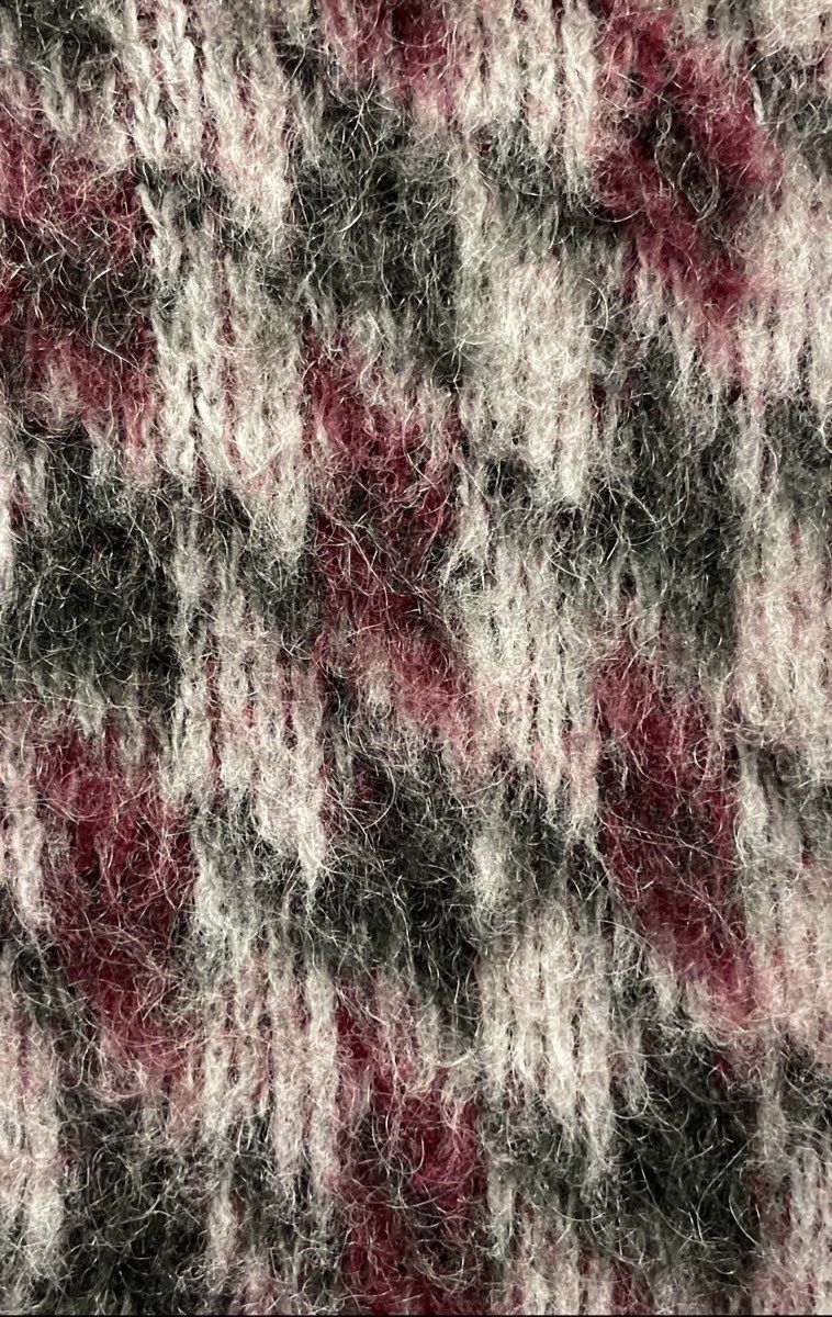 Vintage 70s Kings Road Men's Sweater Vest Gray Maroon Mohair Blend Fuzzy Sz M