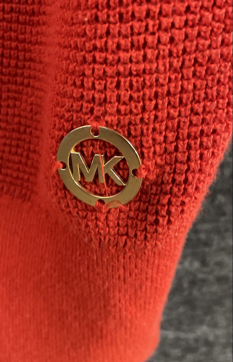 Michael Kors Women's Orange Short Sleeve Textured Knit Scoop Neck Top Sz XL