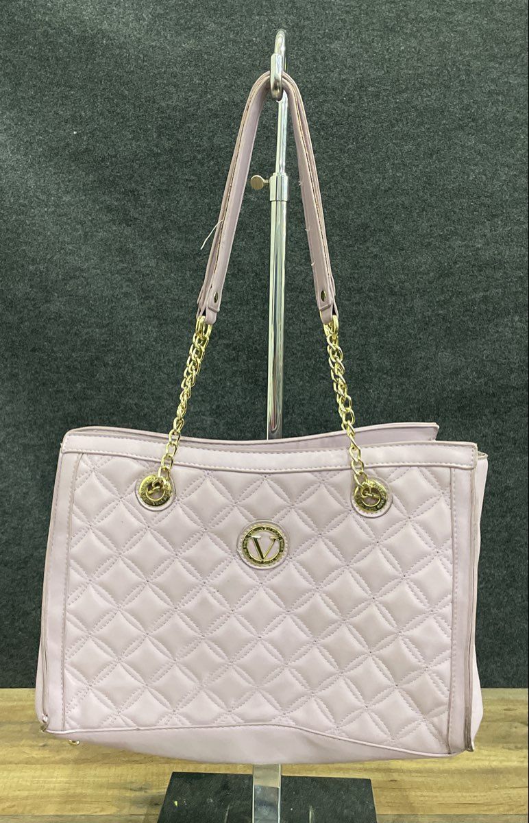 Vera New York Lavender Quilted Tote Bag Gold Tone Hardware Purple Handbag