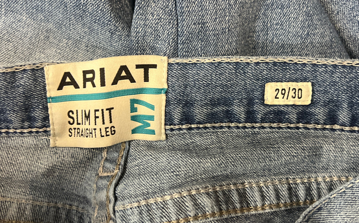 Ariat Men's M7 Slim Fit Straight Leg Light Wash Denim Jeans Size 29x30