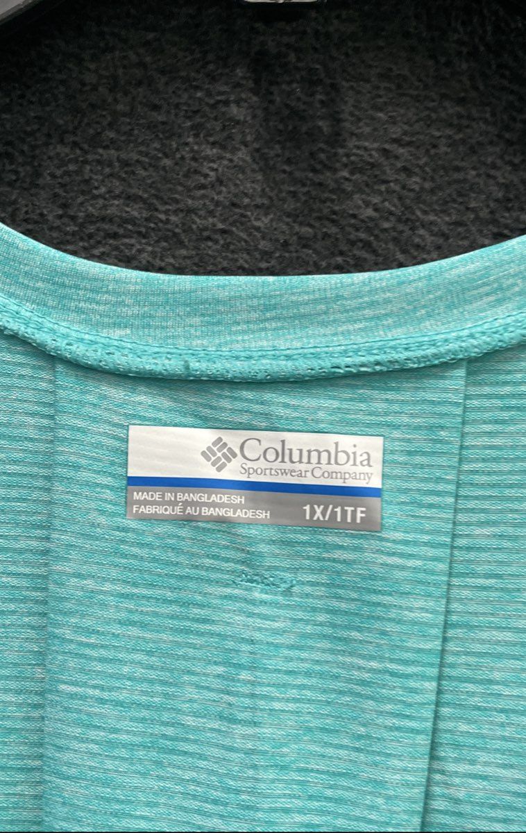 Columbia Women's Aqua Heather Omni-Wick Pleated Back Tank Top Sz 1X NWT
