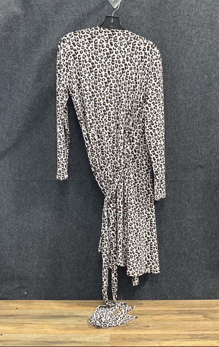 Banana Republic Women's Cheetah Print Long Sleeve Midi Wrap Dress Size LP