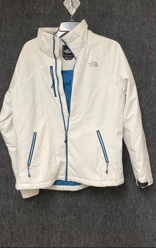 The North Face Women's White Insulated Primaloft Softshell Jacket Blue Zip Sz L