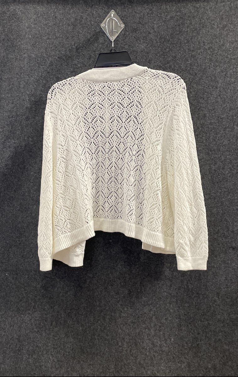 Lane Bryant Women's White Pointelle Knit Open Front Cardigan Shawl Sz 18/20 NWT