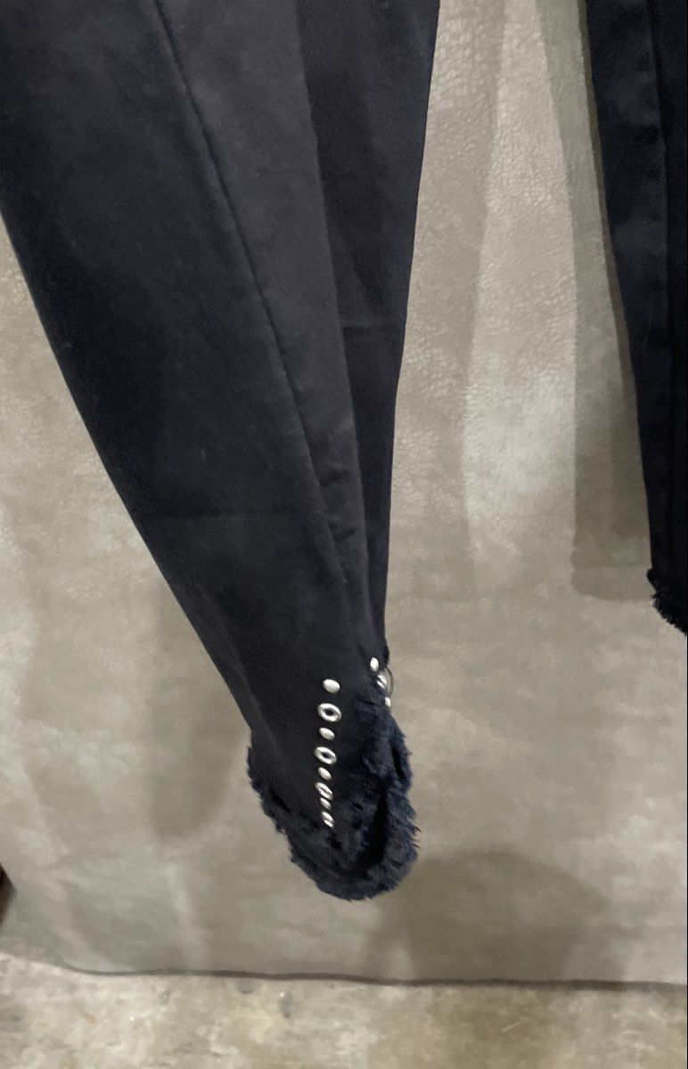 Ruby Rd. Woman Black Monochrome Moment Studded Fringe Pull-On Pants NWT Sz 18
