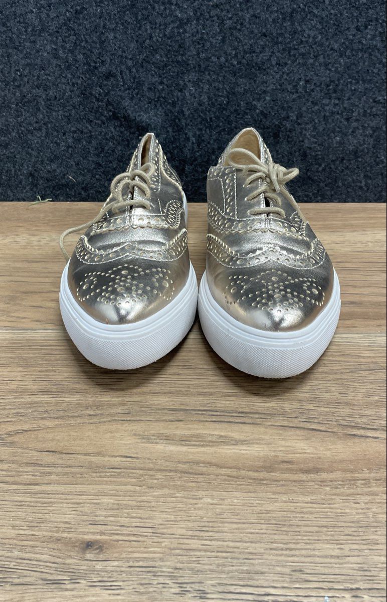 Franco Sarto Gold Metallic Wingtip Brogue Platform Sneakers Women's Size 8.5M