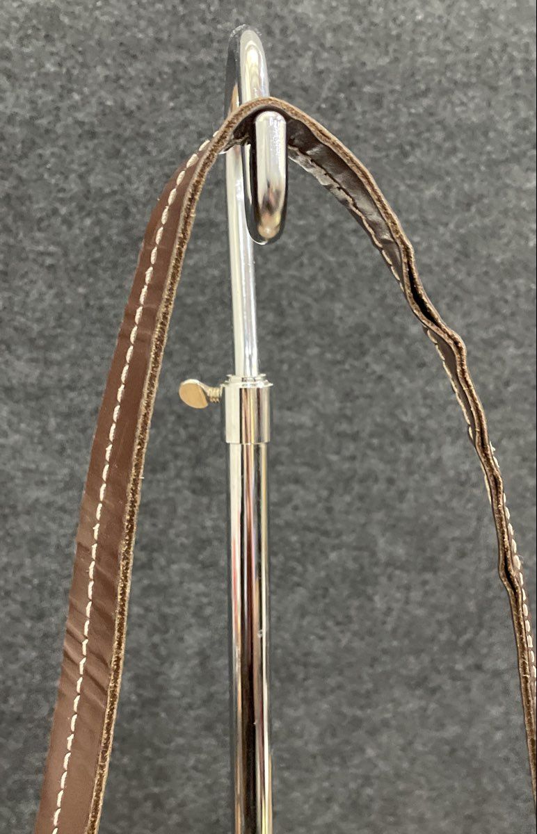 Vintage Brown Leather Crossbody Bag S Monogram White Contrast Stitching