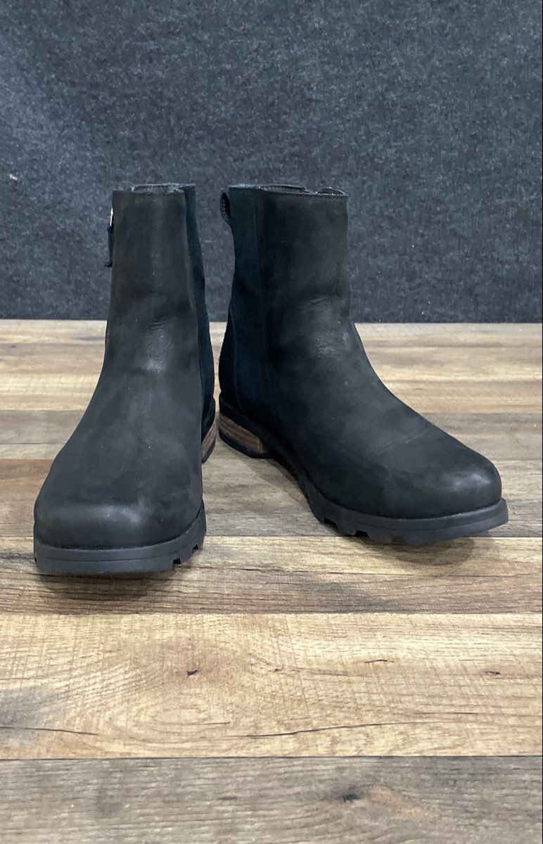 Sorel Lolla II Chelsea Black Leather Waterproof Ankle Boots Women's Size 9.5