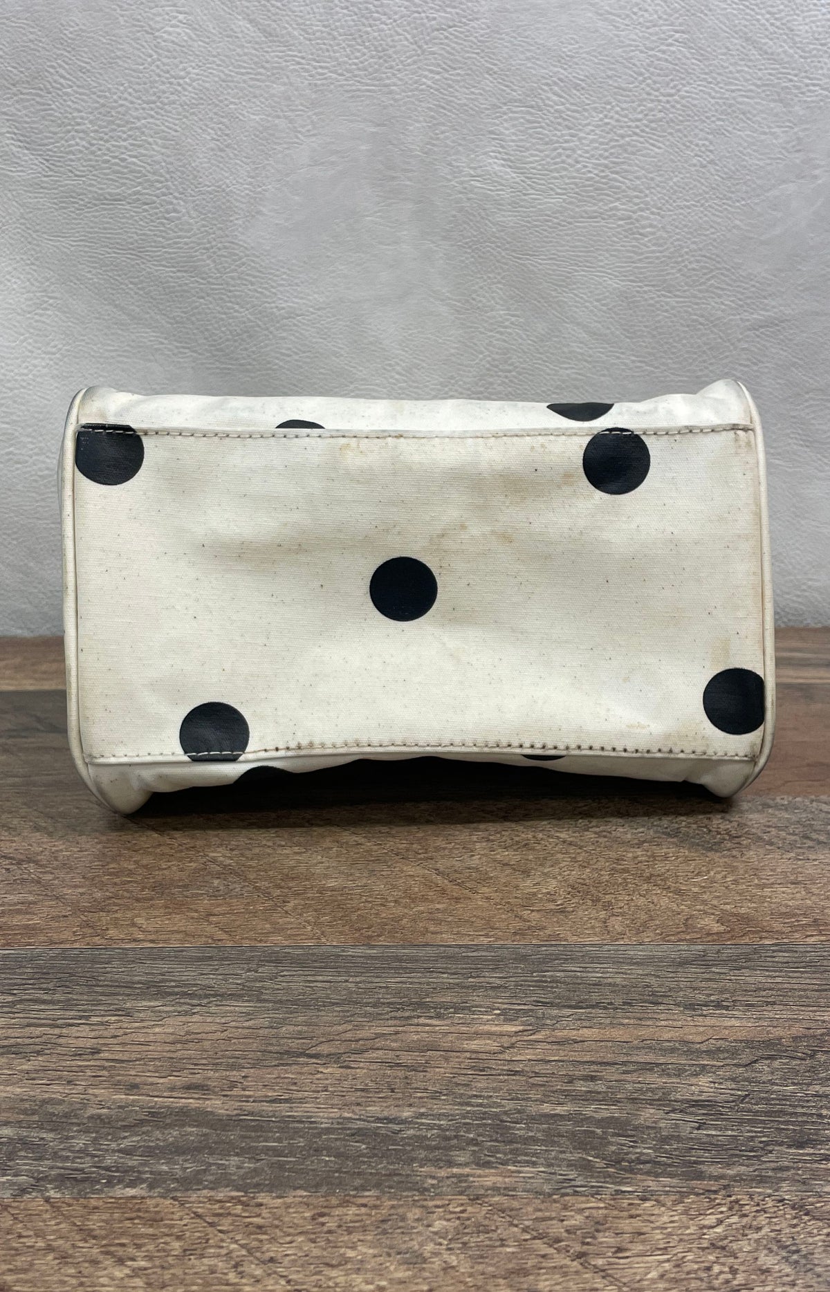 Kate Spade White Leather Polka Dot Insulated Lunch Bag Tote Gold Hardware