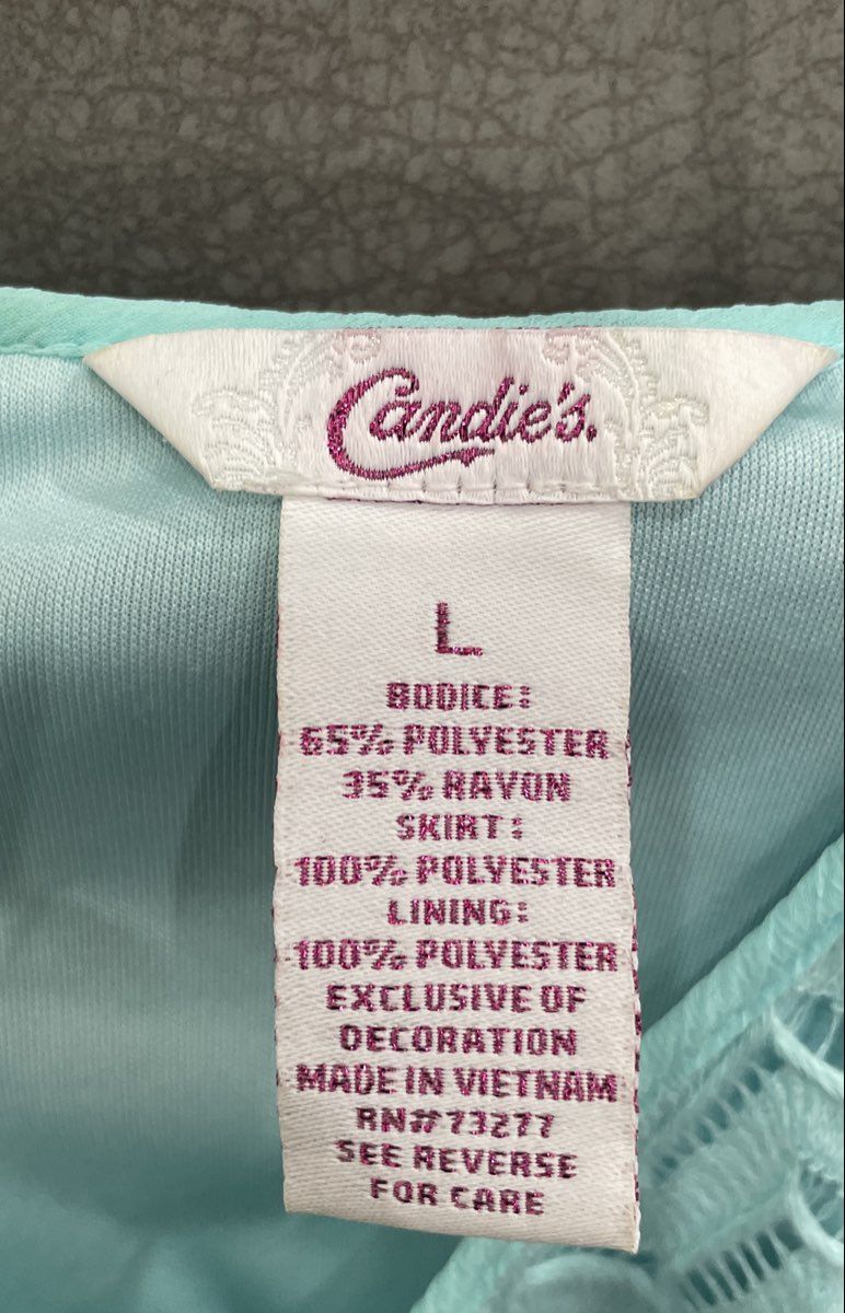Candie's Women's Blue Chevron Textured High-Low Spaghetti Strap Dress Size L