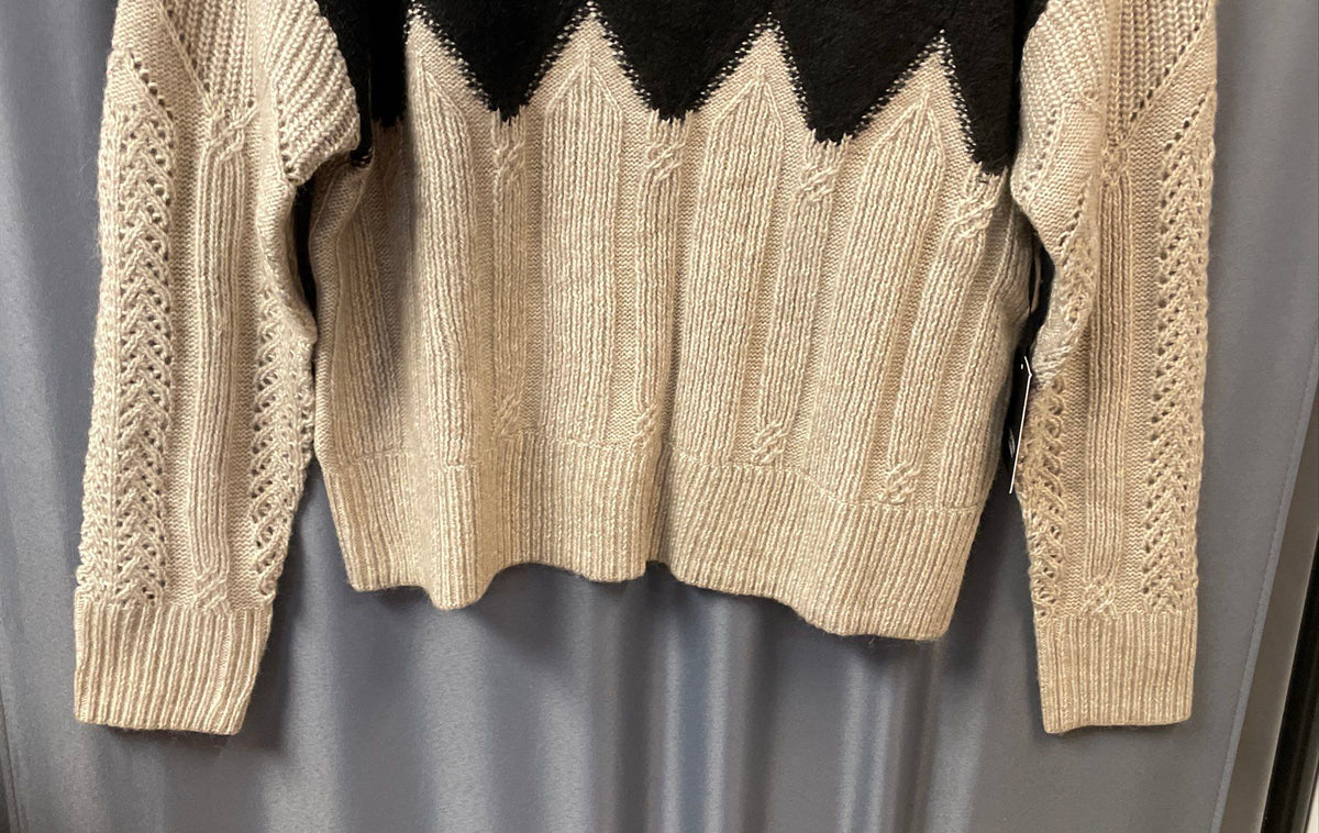 Simply Vera Vera Wang Women's Black Tan Colorblock Mock Neck Sweater PS NWT