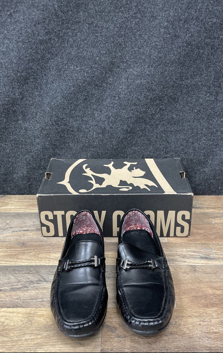 Stacy Adams Percy Black Braided Strap Driver Loafers Men's Size 8