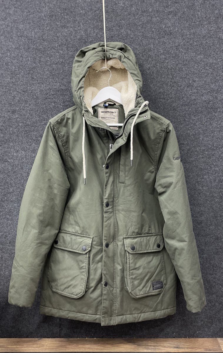 Divided by H&M Men's Olive Green Cotton Hooded Winter Parka Size M